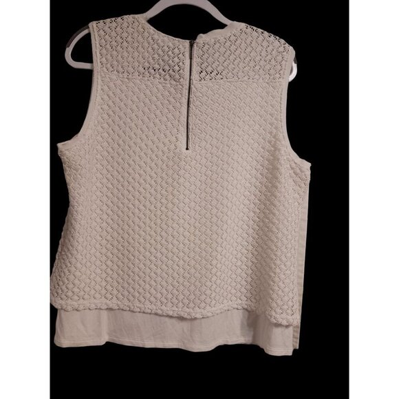 T. Tahari Crochet Detail Layered Blouse Cream Size XL - Picture 2 of 4
